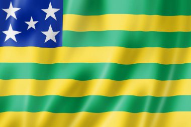 Goias eyalet bayrağı, Brezilya 'da pankart koleksiyonu. 3B illüstrasyon