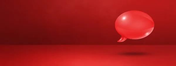 Красный Пузырь Речи Изолирован Бетонном Фоне Баннера Стены — стоковое фото