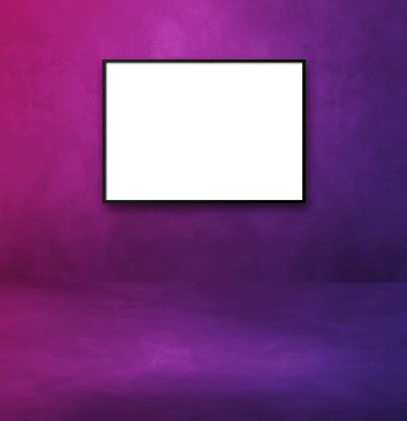 Black Picture Frame Hanging Purple Wall Blank Mockup Template — Stock Photo, Image