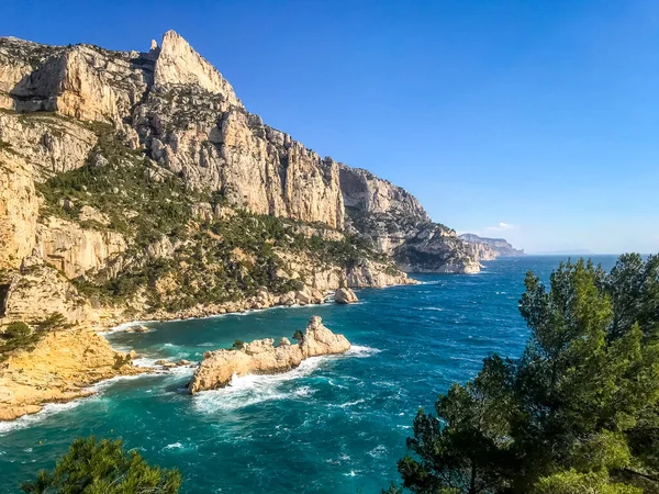 Calanques Zeegezicht Bergen Beekjes Van Marseille Frankrijk — Stockfoto