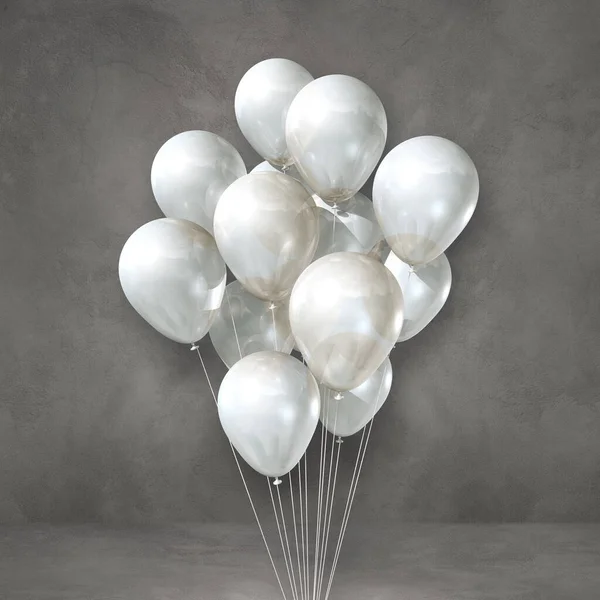 Bouquet Ballons Blancs Sur Fond Mur Gris Illustration Rendu — Photo