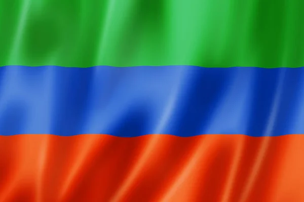 Dagestan Staat Republiek Vlag Rusland Zwaaiend Spandoek Collectie Illustratie — Stockfoto