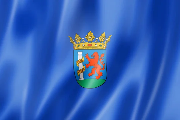 Badajoz Provinsflagga Spanien Viftar Med Banderollsamling Illustration — Stockfoto