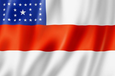 Amazon eyalet bayrağı, Brezilya 'da pankart koleksiyonu. 3B illüstrasyon