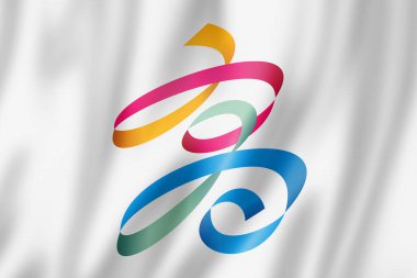 Kaohsiung şehir bayrağı, Çin bayrak koleksiyonu. 3B illüstrasyon