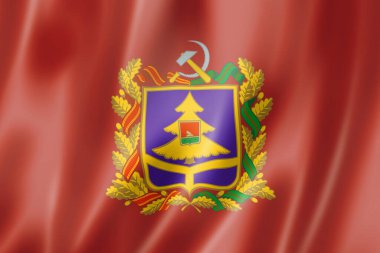 Bryansk Eyaleti - Oblast- bayrak, Rusya 'nın afiş koleksiyonu. 3B illüstrasyon