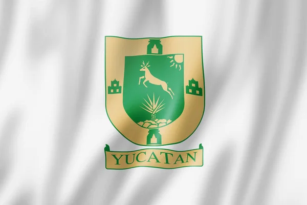 Yucatan Staatsvlag Mexico Zwaaiend Met Spandoeken Illustratie — Stockfoto