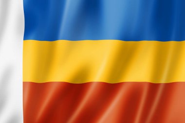 Rostov Eyaleti - Oblast- bayrak, Rusya 'nın afiş koleksiyonu. 3B illüstrasyon