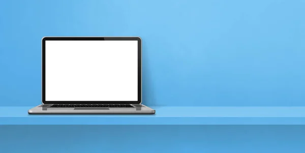 Laptop Dator Blå Hylla Bakgrund Banner Illustration — Stockfoto