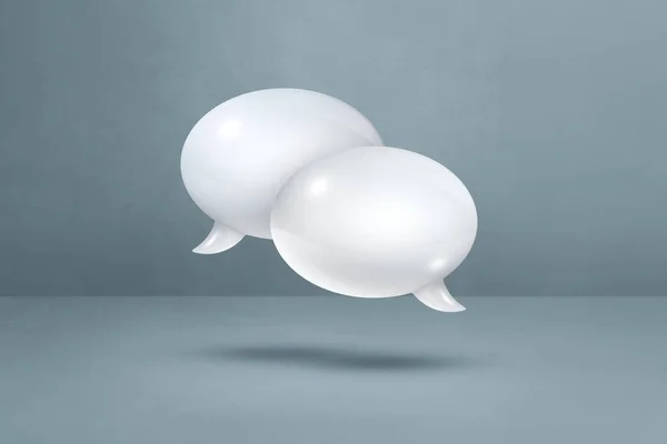 灰色背景下孤立的3D白色语音气泡 — 图库照片