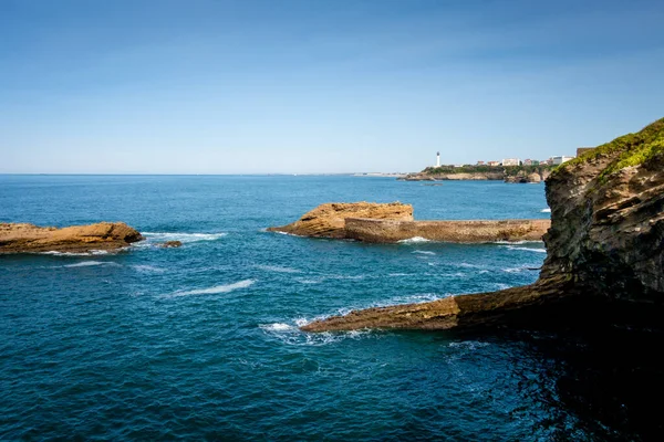 Γκάμαριτζ Νταμ Ροκ Και Παραθαλάσσια Πόλη Biarritz Γαλλία — Φωτογραφία Αρχείου