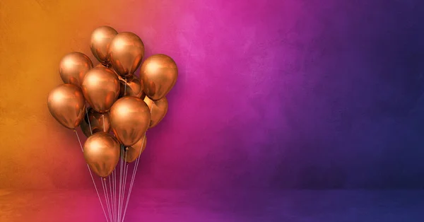 Manojo Globos Cobre Sobre Fondo Pared Arco Iris Banner Horizontal — Foto de Stock