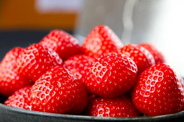 Strawberries Bowl Table Studio Shooting — Stock Photo, Image
