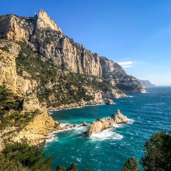 Calanques Seascape Mountains Creeks Marseille France — Stock fotografie