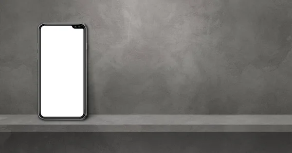 Mobiele Telefoon Grijze Wandplank Horizontale Achtergrond Banner Illustratie — Stockfoto