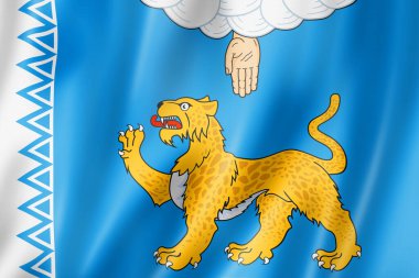 Pskov Eyaleti - Oblast- bayrak, Rusya 'nın dalgalı pankart koleksiyonu. 3B illüstrasyon