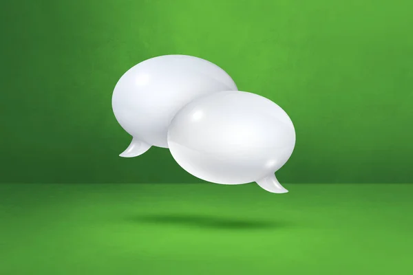 在绿色背景上隔离的3D白色语音气泡 — 图库照片