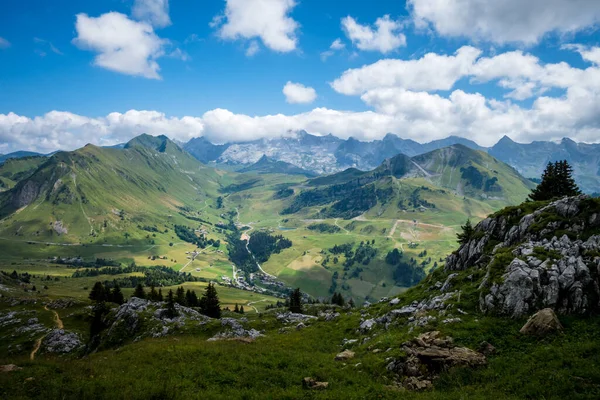 Górski Krajobraz Grand Bornand Haute Savoie Francja — Zdjęcie stockowe