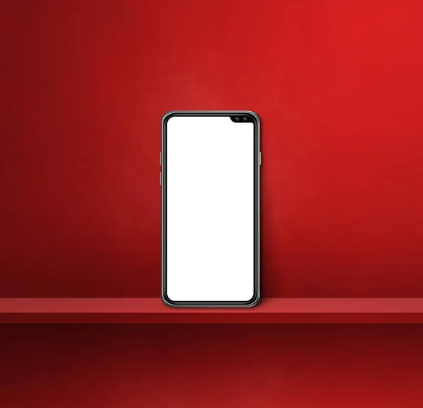 Мобільний Телефон Полиці Червоних Стін Квадратний Фон Ілюстрації — стокове фото
