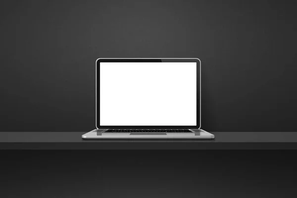 Laptop Computer Zwarte Plank Achtergrond Illustratie — Stockfoto