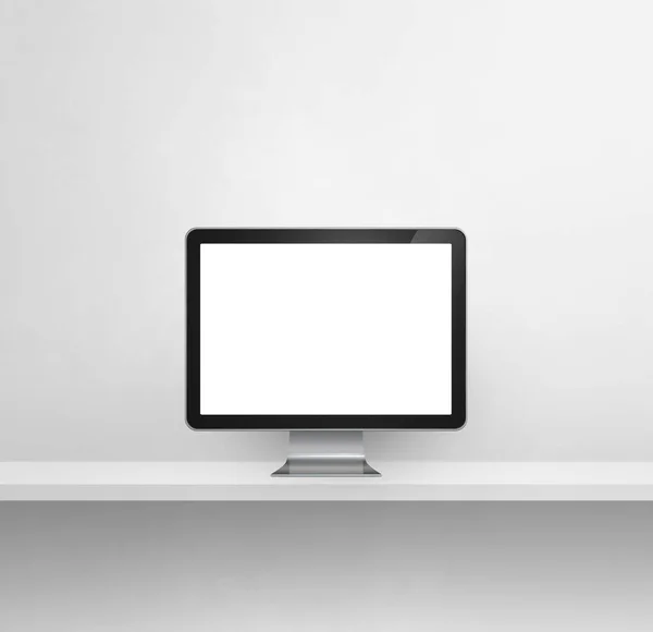 Computer White Concrete Wall Shelf Background Illustration — Stock Photo, Image