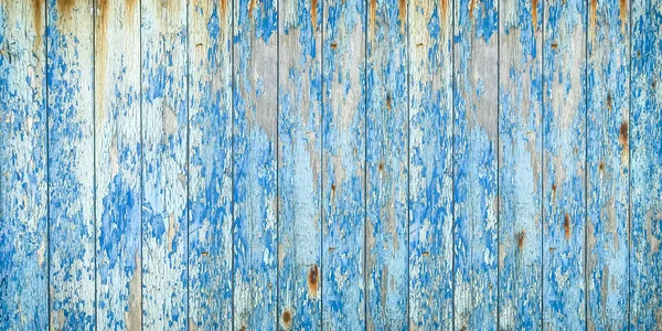 旧的蓝色木材纹理背景 肮脏的乡村木背 水平横幅 — 图库照片