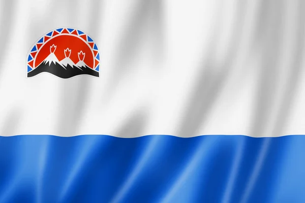 Stato Kamchatka Krai Bandiera Russia Sventola Bandiera Raccolta Illustrazione — Foto Stock