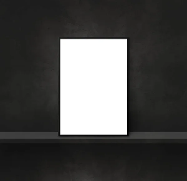 Picture Frame Leaning Black Shelf Illustration Blank Mockup Template Square — Stock Photo, Image