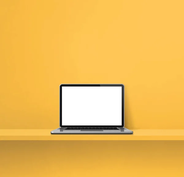 Laptop Komputer Żółtej Półce Kwadratowe Ilustracja — Zdjęcie stockowe