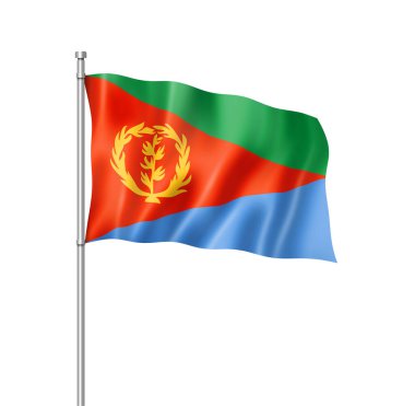 Eritre bayrak, üç boyutlu render, üzerinde beyaz izole