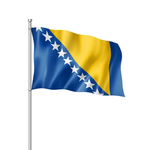 ボスニア ヘルツェゴビナの国旗 白で隔離 次元レンダリング — ストック写真