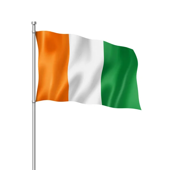 Bandeira Costa Marfim Renderização Tridimensional Isolada Branco — Fotografia de Stock