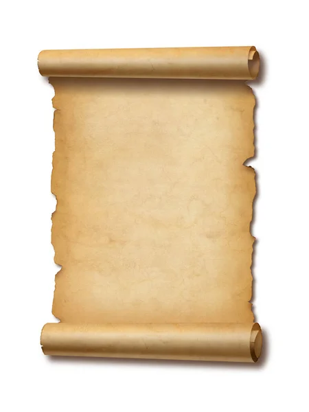 古い中世の紙シート 影と白の背景に隔離された羊皮紙のスクロール — ストック写真