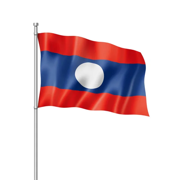 老挝旗子 三维渲染 被隔绝在白色 — 图库照片