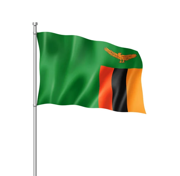 Bandera Zambia Representación Tridimensional Aislada Blanco — Foto de Stock