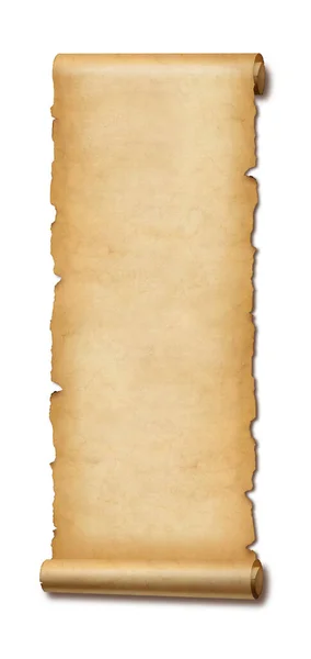 Eski Kağıt Dikey Afiş Parşömen Parşömeni Gölgesi Olan Beyaz Arkaplanda — Stok fotoğraf