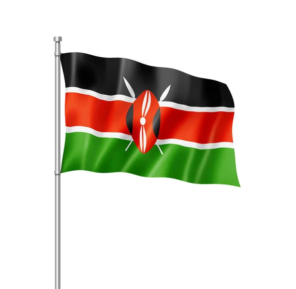 肯尼亚旗子 三维渲染 被隔绝在白色 — 图库照片