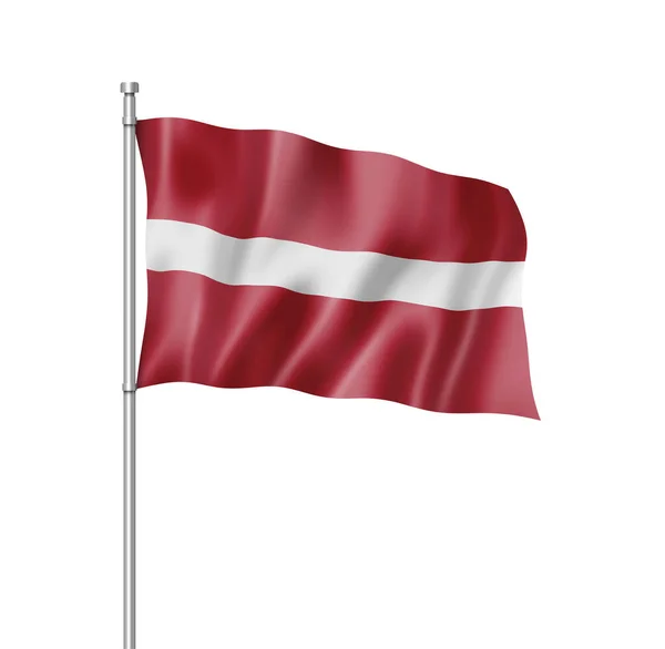 Σημαία Λετονίας Τριών Διαστάσεων Καθιστούν Απομονώνονται Λευκό — Φωτογραφία Αρχείου