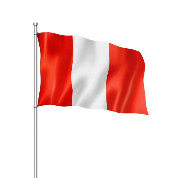 Peru Flag Dreidimensionale Darstellung Isoliert Auf Weiß — Stockfoto