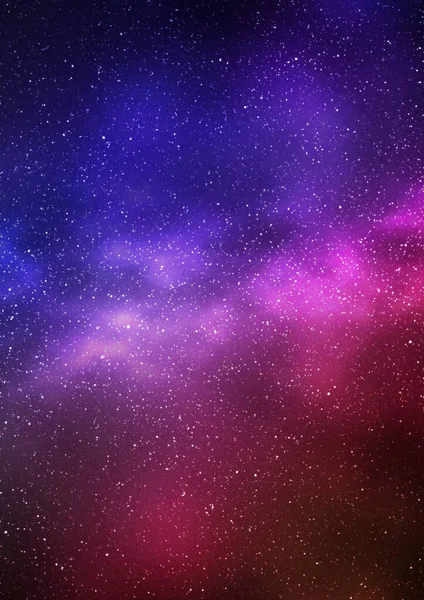 夜空と明るい青色の赤い銀河 垂直方向の背景 ミルキーウェイと宇宙の3Dイラスト — ストック写真