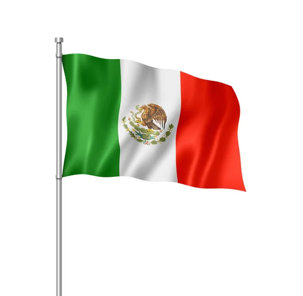 Mexico Flag Three Dimensional Render Isolated White — Stock Photo, Image