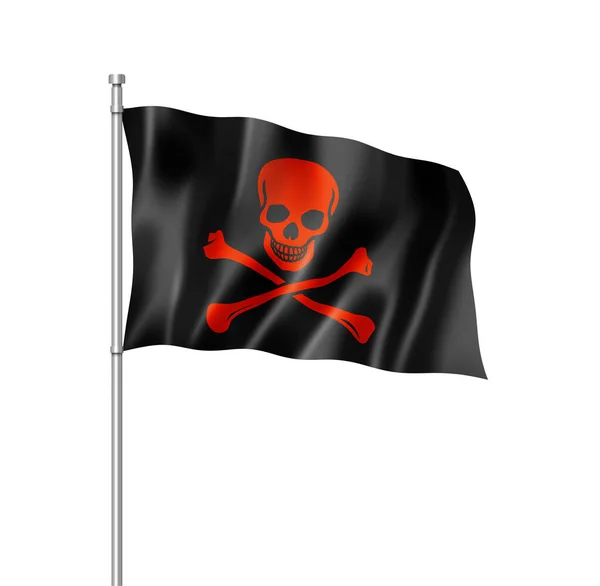海賊旗 ジョリーロ ジャー 次元レンダリングは 白で隔離 — ストック写真