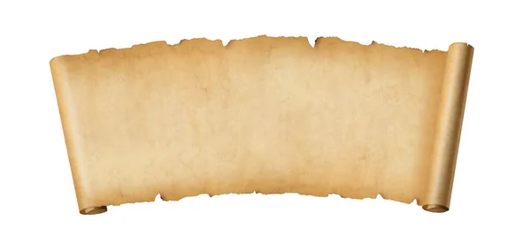 Oud Papier Horizontaal Spandoek Perkament Scroll Geïsoleerd Witte Achtergrond — Stockfoto