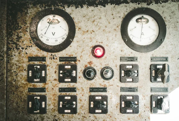 Vecchio Pannello Controllo Arrugginito Nel Faro Della Balena Phare Des — Foto Stock