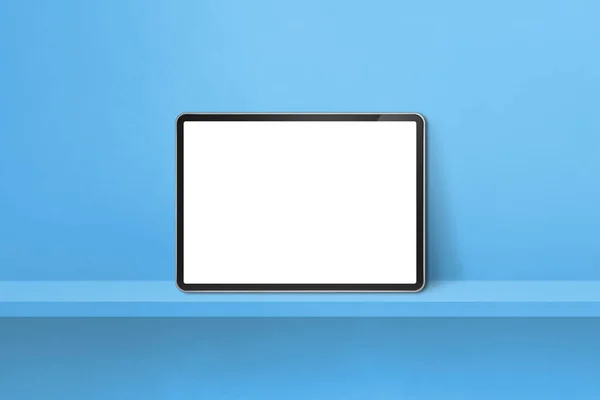 Digitale Tablet Blauwe Wandplank Horizontale Achtergrond Banner Illustratie — Stockfoto