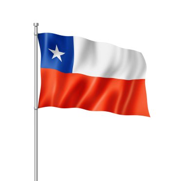 Chile flag, three dimensional render, isolated on white clipart