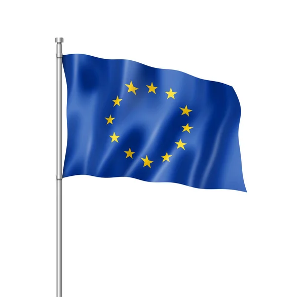 European Union Flag Three Dimensional Render Isolated White — Stock Photo, Image