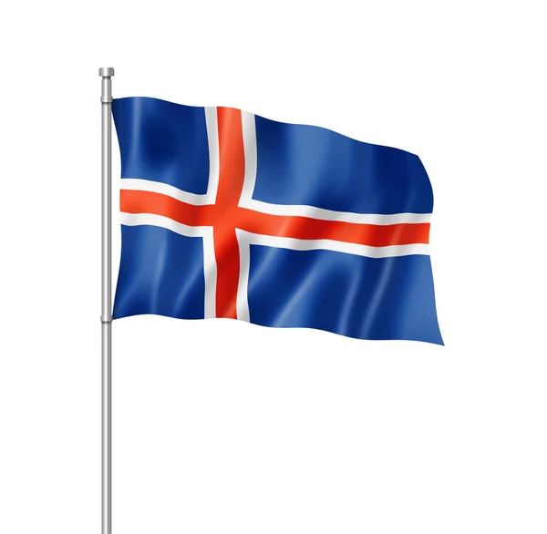 冰岛旗子 三维渲染 被隔绝在白色 — 图库照片