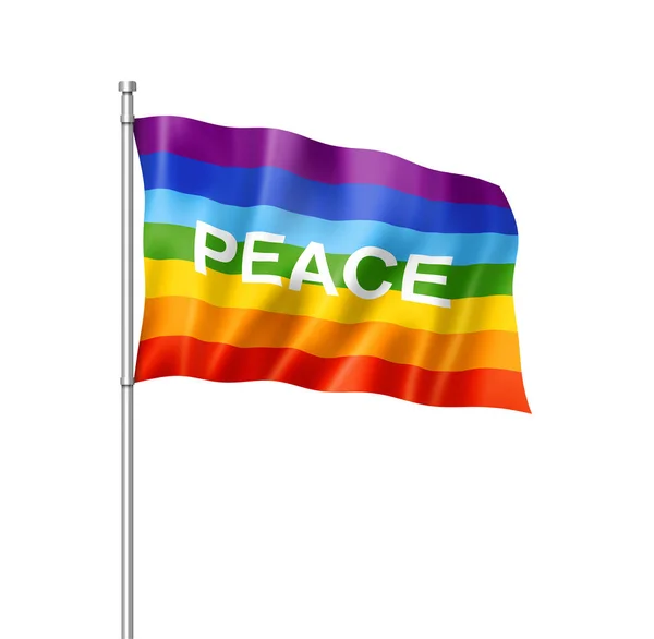 Rainbow Peace Flag Three Dimensional Render Isolated White — Stock Photo, Image