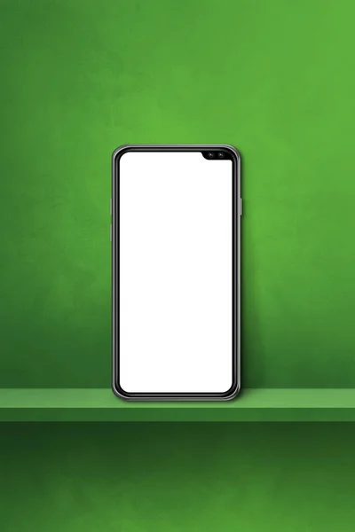 Yeşil Duvar Rafında Cep Telefonu Var Dikey Arkaplan Görüntü — Stok fotoğraf